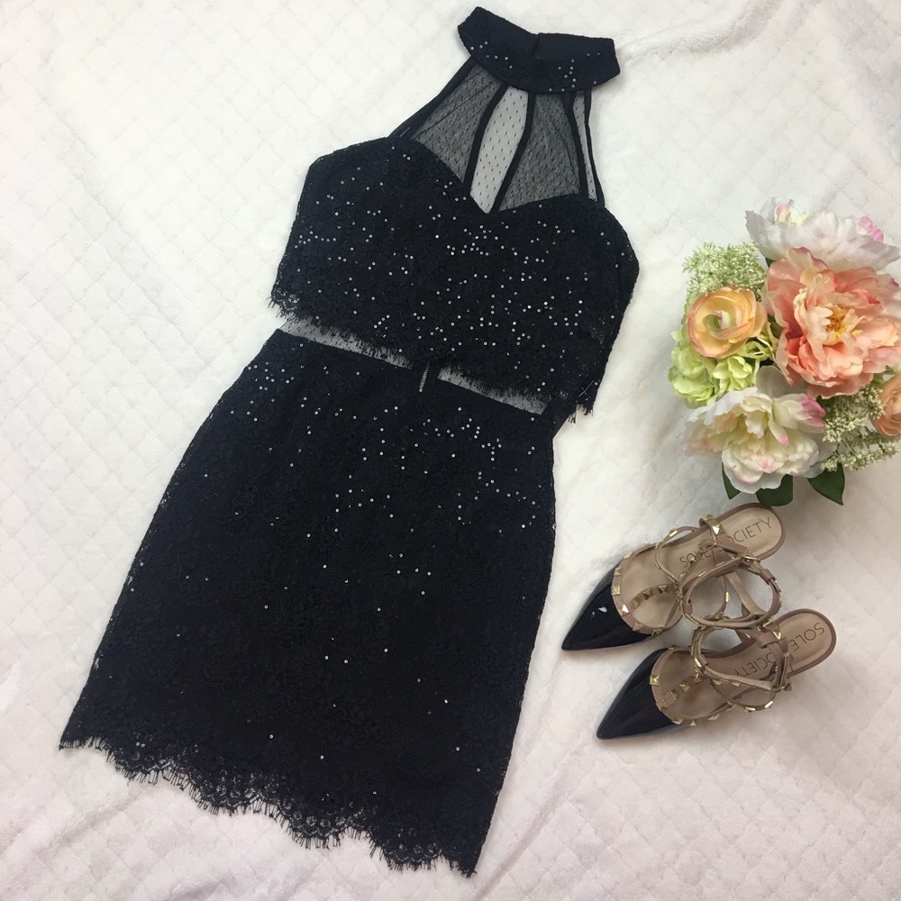 Teeze Me Black Lace Mini Dress